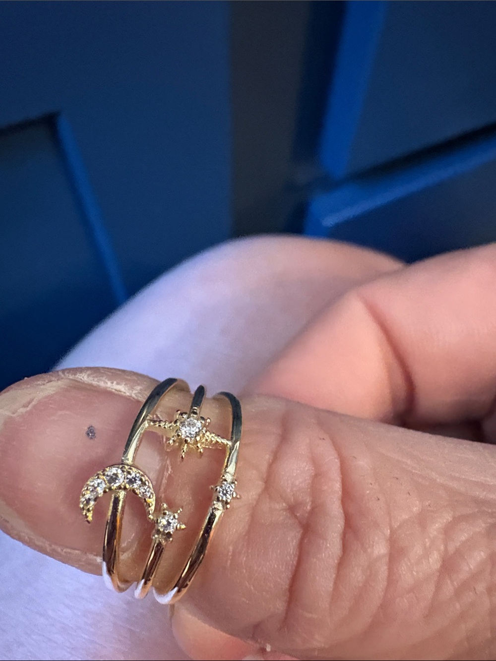 Gold Celestial Stacking Ring Set with Star & Crescent - Picture 5 of 6